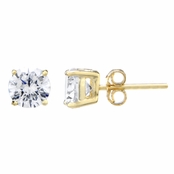 Jessica's 6mm Round Cut CZ Goldtone Stud Earrings - 1.5 TCW