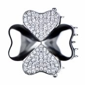 21mm Silvertone and CZ Clover Charm for Jewelry Making
