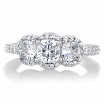 Abigail's Cushion Cut 3 Stone Engagement Ring