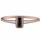 Adabelle's Fancy Emereald Cut Chocolate CZ Rose Gold Bangle Bracelet