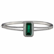 Adabelle's Fancy Emereald Cut Green CZ Bangle Bracelet