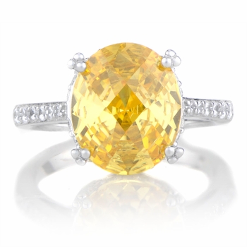 Adalina's Canary CZ Oval Cut Engagement Ring
