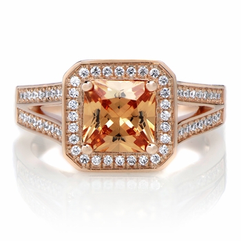 Adelle's 1.96ct Rose Goldtone Princess Cut Champagne CZ Engagement Ring