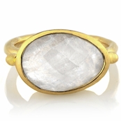 Adra's Oval Cut Imitation Moonstone Goldtone Cocktail Ring