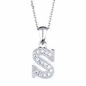 Adriana's Personalized Sterling Silver and CZ Initial Necklace - "S"