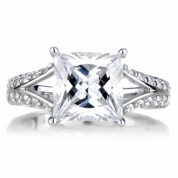 Ainsley's Princess Cut Split Shaft Engagement Ring - 2.0 ct