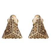 Aislinn's Gold and Champagne Triangular Clip-on Earrings