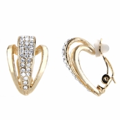 Alexandra's Goldtone Rhinestone Half Hoop Clip On Earrings
