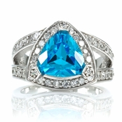 Alexandrine's Trillion Cut Blue CZ Ring