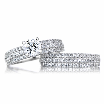 Alix's Triple Row CZ Wedding Ring Set