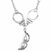 Ana's Mask and Handcuff Charm Necklace - 26 Inches
