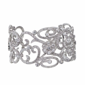Anastasia's Fancy Filigree and Flower CZ Cuff Bracelet