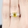 Three Stone Asscher Simulated Canary CZ Ring