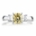 Three Stone Asscher Simulated Canary CZ Ring