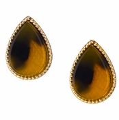 Arabelle's Goldtone Pear Tortoiseshell Stud Earrings