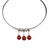Aria's Beaded Dangle Choker Necklace - Red