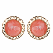 Ariella's Pink Round Button Stud Earrrings