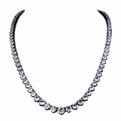 Ashanti's 18in Round Cut Black and White Graduated CZ Tennis Necklace