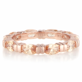 Astrid's Rose Goldtone and Peach Marquise Cut CZ Eternity Ring Band