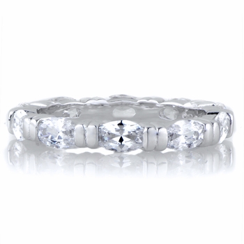 Astrid's Silvertone Marquise Cut CZ Eternity Ring Band