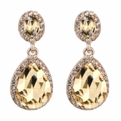 Bailey's Rose Goldtone & Simulated Champagne Rhinestone Peardrop Clip-on Earrings