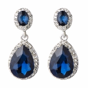 Bailey's Silvertone & Simulated Sapphire Rhinestone Peardrop Clip-on Earrings