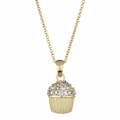 Baker's CZ Pave cupcake Necklace - Goldtone