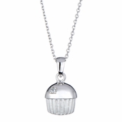 Baker's Single Stone Silvertone Cupcake Necklace