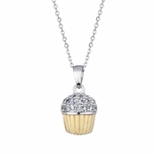 Baker's Two Tone CZ Cupcake Necklace