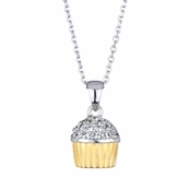 Baker's Two Tone CZ Cupcake Necklace (With Back)