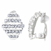 Beatrice's Silvertone Rhinestone Clip On Earrings