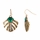 Bernadette's Elegant Simulated Emerald Leaf Inlay Dangle Earrings