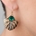 Bernadette's Elegant Simulated Emerald Leaf Inlay Dangle Earrings