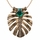 Bernadette's Elegant Simulated Emerald Leaf Inlay Pendant Necklace