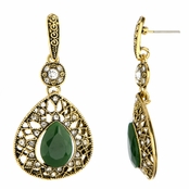 Beth's Green and Black Oxidized Goldtone Drop Earrings