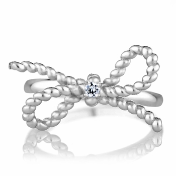 Bow Promise Ring - Silvertone Remember Bow