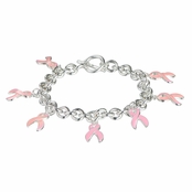 Breast Cancer Ribbon Jewelry: "The Legacy" Chain Link Charm Bracelet