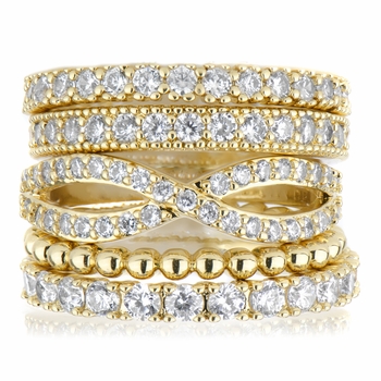 Brenna's Set of 5 Stackable Rings - Goldtone