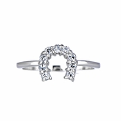 Silver Horseshoe CZ Charm Ring