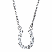 Silver Horseshoe CZ Necklace - Medium