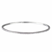 Caprice's CZ Bangle Bracelet - 7.5" Silvertone
