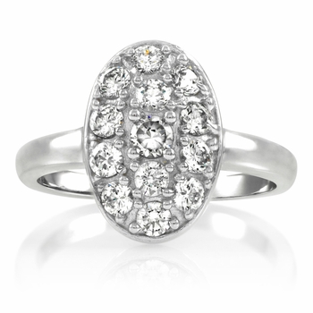 Carleen's Vintage Oval Cubic Zirconia Pave Engagement Ring
