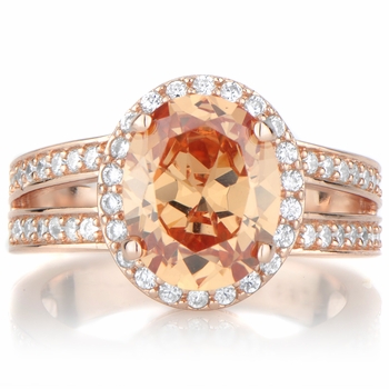 Carly's 2.5ct Rose Goldtone and Oval Champagne CZ Engagement Ring