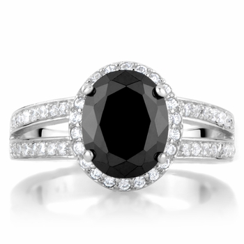 Carly's Black 3 Carat Oval CZ Engagement Ring