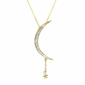 Goldtone Crescent Moon and star Necklace