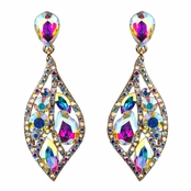 Caspian's Crystal Rhinestone Leaf Evening Earrings