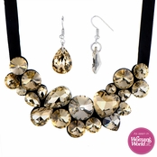 Cecile's Multi Cut Champagne Rhinestone Bib Necklace