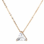 Cecilia's Rose Goldtone Trillion Cut CZ Necklace