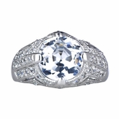 Vintage 2.5 Carat Round Cut CZ Heirloom Engagement Ring