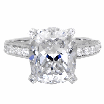 Jen's 5 ct Silvertone and Cushion Cut CZ Engagement Ring